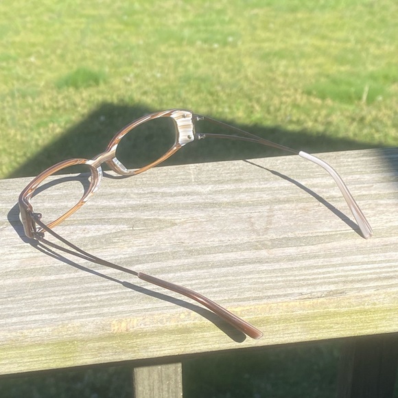 Anne Klein frames wood look with white striped interior AK8049 - Picture 6 of 11